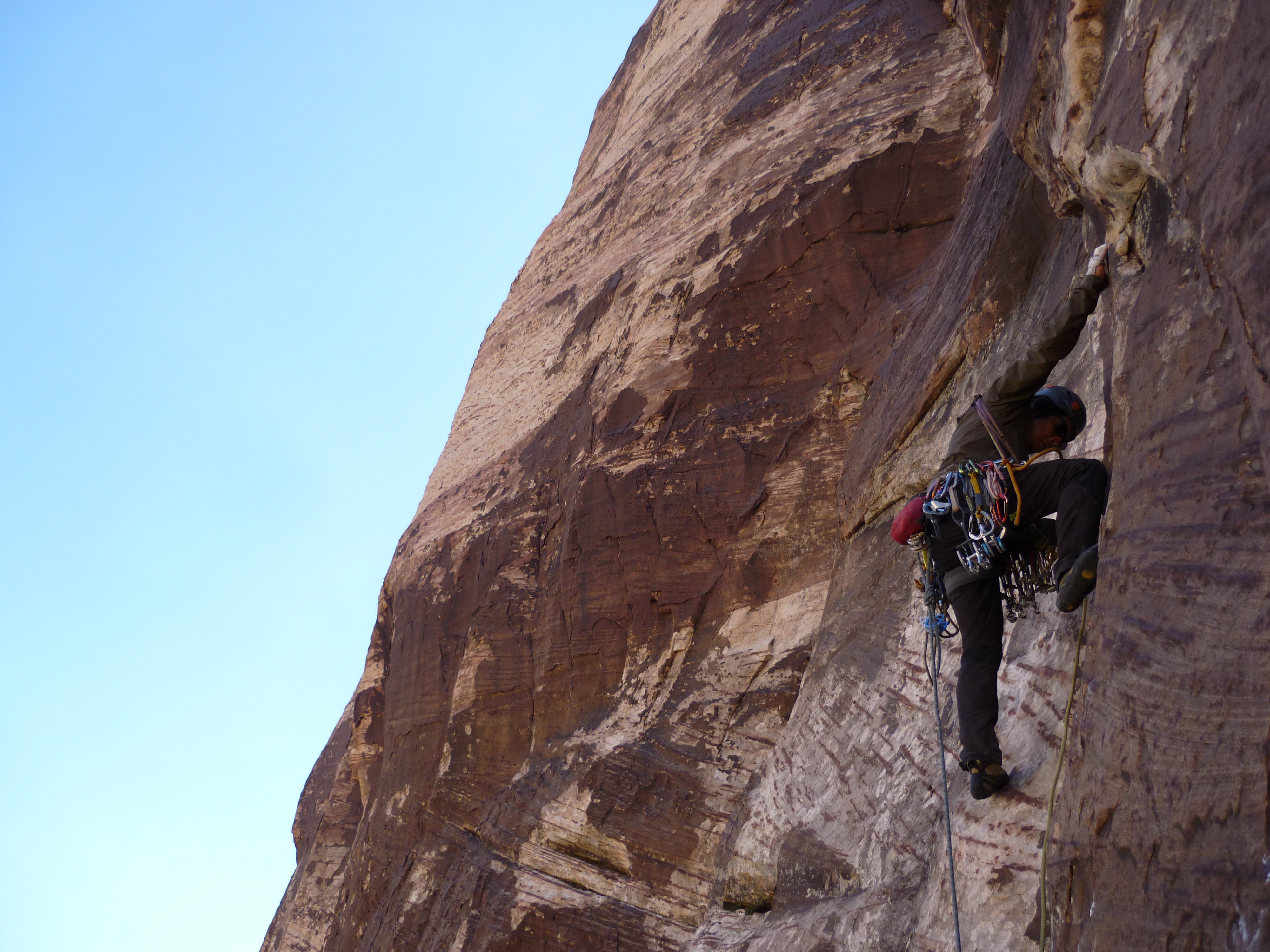 Brauchi rock climbing.