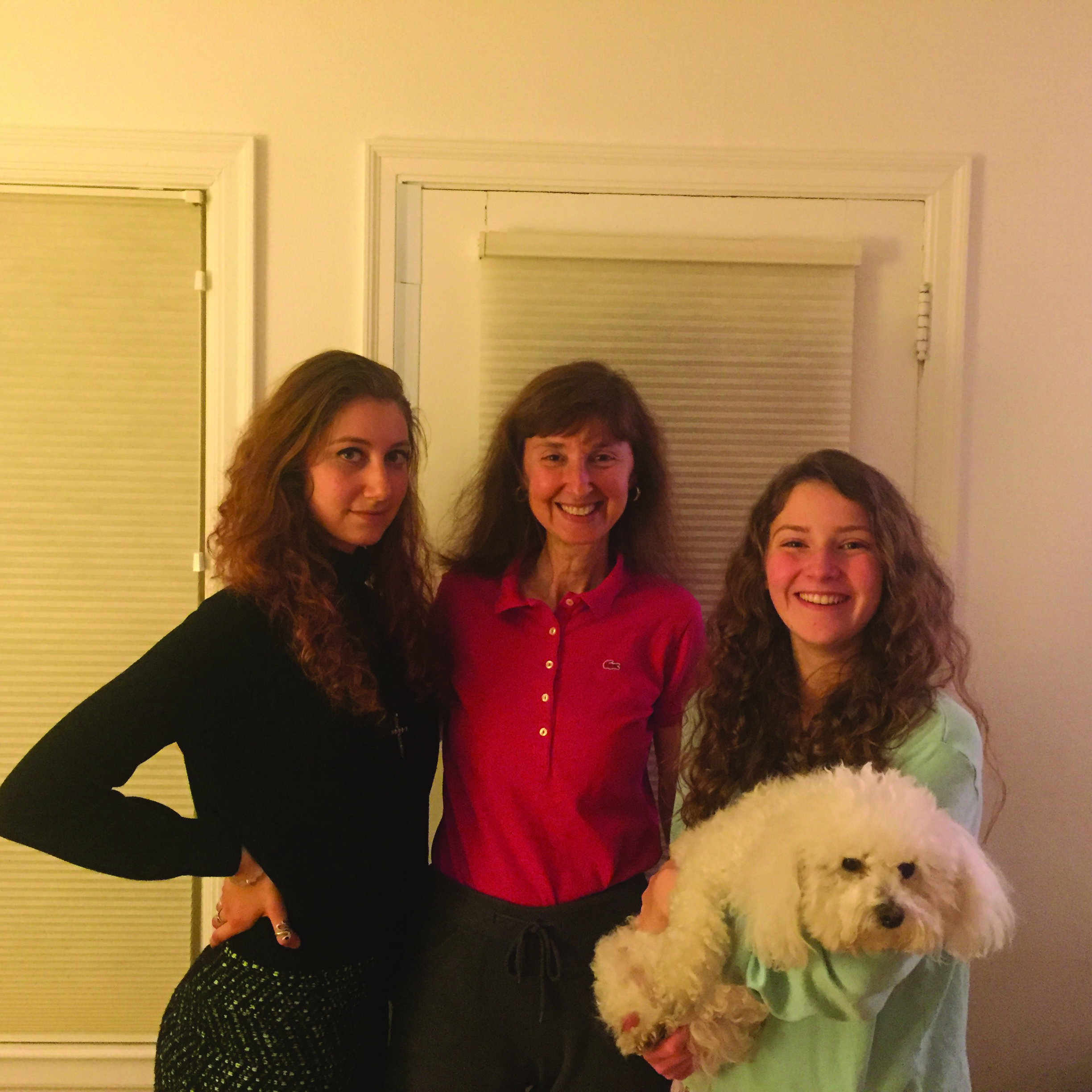 Cavagnero with her daughters, Cecilia and Irene, and dog Daisy.